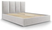 Letto matrimoniale imbottito grigio chiaro con contenitore con griglia 180x200 cm Juniper - Mazzini Beds