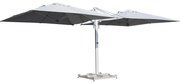 Ombrellone a palo centrale bianco / argento SOMBRA CONTRACT NATERIAL L 300 x 300 cm con telo grigio