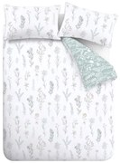 Set copripiumino e federa bianco/verde in percalle di cotone per letto matrimoniale 200x200 cm Wild Flowers – Bianca