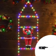 Babbo Natale su scaletta luminosa 90 Led Multicolore Wisdom