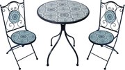 TAVIRA - set due sedie pieghevoli e tavolo rotondo con decori