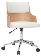 Sedia da ufficio design Bianco e legno chiaro con cuscino integrato MAYOL