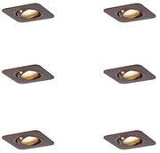 Set di 6 faretti da incasso arrotondati bronzo scuro GU10 50mm IP44 - Alberto