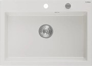 Mexen Elix lavello in granito 1-vasca 700 x 500 mm, bianco, sifone cromato - 6526701005-20