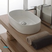 Lavabo D'Appoggio In Ceramica Bianco Lucido Da 55,5 cm