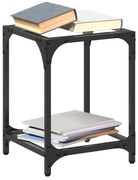 Tavolini con piano in vetro trasparente 2 pz 30x30x40cm acciaio