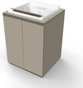 Lavatoio in legno Tortora a 2 ante con top Pietra e vasca in resina 71x65 cm