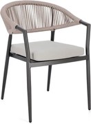 Sedia Da Esterno Impilabile Con Braccioli In Alluminio E Corda Millor Antracite E Khaki Bizzotto