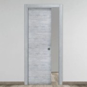 Porta scorrevole Beton rovere grigio L 70 x H 210 cm reversibile