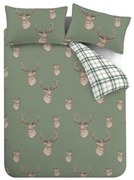 Set copripiumino e federa verde per letto singolo 135x200 cm Stag Check – Catherine Lansfield