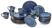 Set da pranzo in gres blu scuro 24 pezzi Glosia - Bonami Selection