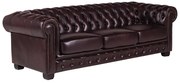 Divano chesterfield 100% pelle a pieno fiore ciliegia- BRENTON