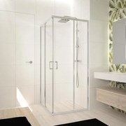 Box doccia angolare con porta scorrevole, vetro 5 mm, L 78 cm x H 195 cm, cromo Ocean