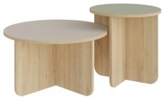 Set di tavolini da salotto rotondi crema/di colore naturale con effetto rovere 2 pz ø 70 cm Hillary – Marckeric