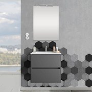 Mobile sospeso 70 cm Mavi 2 cassetti grigio grafite con lavabo e specchio