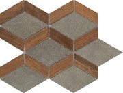 Piastrella da pavimento interno 24 x 30 cm Sp. 8.5 mm Infusion Oak Mosaico Triangle in gres porcellanato grigio e argento traffico intenso (pei 4/5) R10 0.64 mq