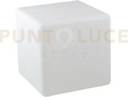 Lume da giardino geco cubo bianco 1 luce attacco e27 ip65 50x50x50cm