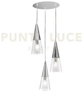 Sospensione trento 3 luci cromo e trasparente attacco e 14 base ton...