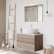 Mobile bagno sospeso 80 rovere fumo top cenere con specchio LED   Town