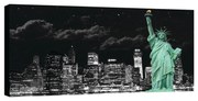 Stampa su tela Statue of Liberty dark sky, bianco e nero 140 x 70 cm