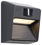 Lampada da parete nera con LED IP54 con sensore di movimento solare - Border
