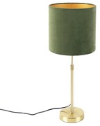 Lampada da tavolo oro / ottone con paralume in velluto verde 25 cm - Parte