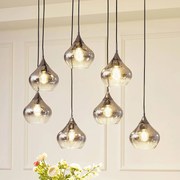 Lampada a sospensione in vetro Jarven Lucande, dimmerabile, Alluminio / Grigio / Zincato, Soggiorno / Sala da pranzo, Vetro, Moderno, Lampada a sospensione