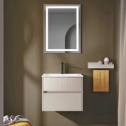 Mobile sottolavabo e lavabo Niwa laccato opaco senape con vetro senape , lavabo bianco opaco 1 vasca