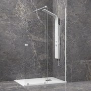 Doccia walk in con anta scorrevole 130 cm profilo bianco | KNM4000W-B - KAMALU