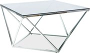 Tavolino Silver A in vetro fumé e acciaio – 80x80x45 cm