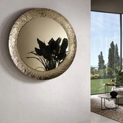 Specchio tondo con cornice in vetro temperato effetto martellato D120 cm NIDRA Bronzo