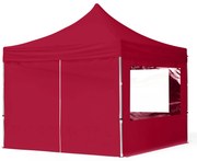 TOOLPORT 3x3m gazebo pieghevole con laterali (finestre panoramiche), ECONOMY alluminio, rosso - (59014)