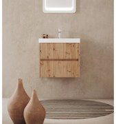 Mobile bagno con lavabo L 60 x H 51 x P 40 cm rovere oro in mdf 2 cassetti per vasca centrale Portofino