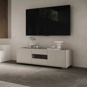 Porta TV a 3 ante ROJAS Grigio con inserto in vetro Fumč 130x40 cm
