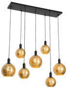 Lampada a sospensione smart nera con vetro oro 7 luci incl. 7 Wifi A60 - Bert