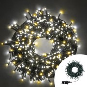 Catena di luci 15 metri da 300 Led Bianco Freddo e Bianco Caldo con cavo verde Wisdom