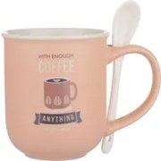 Mug caffè rosa 400 ml con cucchiaino