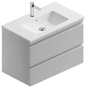 Mobile sottolavabo e lavabo Pull grigio artico opaco in mdf L 80 x H 56 x P 46 cm 2 cassetti