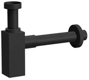 Sifone lavabo nero opaco quadrato universale in ottone
