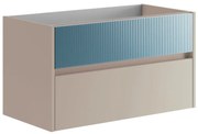 Mobile da bagno sospeso sotto lavabo L 89.5 x H 50 x P 45.5 cm beige laccato opaco, 2 cassetti Niwa
