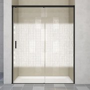 Porta doccia scorrevole Jazz, L 118-119.5 cm x H 200 cm x SP 6 mm, profilo bianco, vetro smerigliato