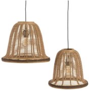 Lampadario Naturale Bambù 220-240 V 41 x 41 x 33 cm (2 Unità)