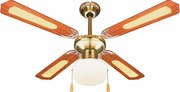 Ventilatore da Soffitto con 4 Pale e Lampada Ø106cm 3 Velocità Kooper Windy Marrone...
