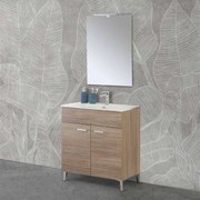 Mobile bagno a terra 80 rovere tropea con lavabo e specchio LED   Martha