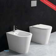 Alice Ceramica "Hide Round" Coppia Di Sanitari Filoparete Bianco Lucido