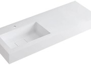 Lavabo integrale a sinistra rettangolare L 120.5 x H 15 x P 46 cm in resina bianco