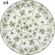 Set 4 piatti piani fiori verde porcellana Hanami