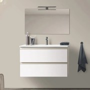 Mobile sospeso 100 cm Master bianco opaco 2 cassetti specchio e lavabo