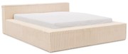 Letto matrimoniale imbottito beige con contenitore e rete inclusi 200x200 cm Cloe – Ropez