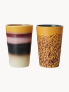 Set di 2 tazze XL fatte a mano con smalto reattivo 70's